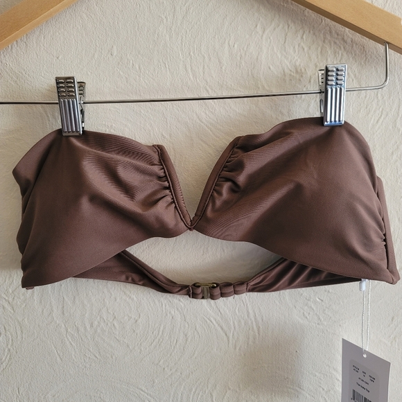 Andie Swim Scala Strapless Bikini Top in Espresso, Size Medium - Picture 3 of 7
